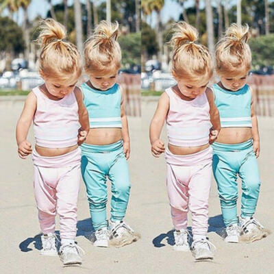 

UK Toddler Kids Baby Girl Sporty Style Tops Long Pants Outfits 2pcs Set Sunsuit
