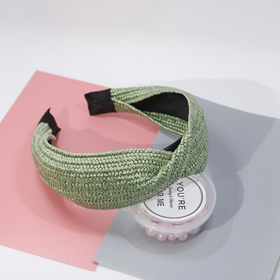 

New Fashion Vintage Bow Knot Cross Hand-Woven Imitate Raffia Holiday Headband Headwear Accessories
