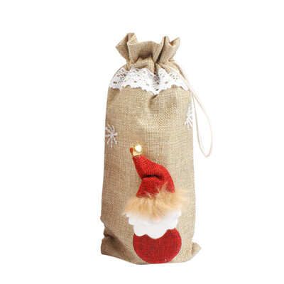 

Toponeto Red Wine Bottle Cover Bags Snowman Santa Claus Christmas Decoration Sequins Xmas