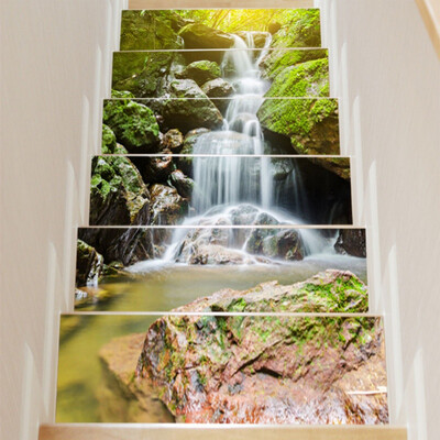 

3D Sunshine Waterfall Stair Wall Sticker Home Decor DIY Rivers Landscape Theme Decor Sticker Wall Paper