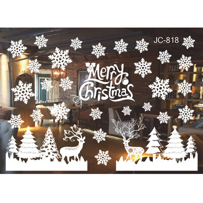 

Gobestart Christmas Living Room Xmas Santa Claus Snowman Elk Wall Stickers Window Decor A