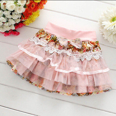 

Girls Summer New Style All-match Casual Sweet Lovely High-quality Lace Floral Mesh Skirts 3-12 Years