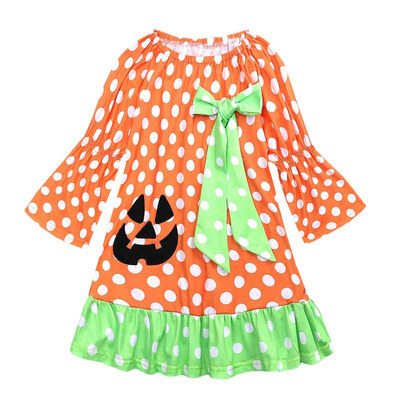 

Halloween Kids Girls Casual Long Sleeve Dress With Bow Design Costume Baby Children Cosplay Party Costume Dresses