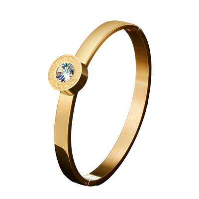 

2019 Fashion New Design Four Crystals Color replaced Rose Gold Silver Color Bangle Bracelet Stainless Steel Jewelry