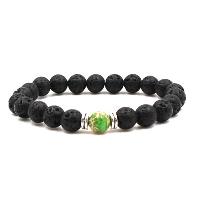 

8 mm Natural Stone Energy Volcanic Stone Chakra Yoga Manual Flanging Bracelet Unisex Pair Bracelet Jewellery Hot Gift