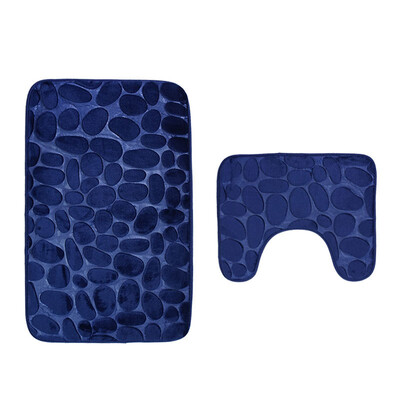 

2 PcsSet Pedestal Rug Toilet Flannel Bathroom Anti Slip Home Bath Mat Set Soft