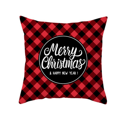 

177in Double-sided Decorative Christmas Theme Checked Throw Pillow Case Red Green Black Plaid Cushion Cover for Sofa Car Home