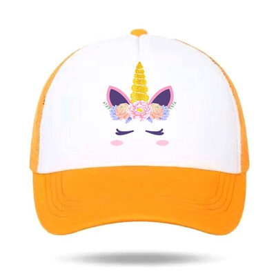 

Cute Unicorn Print Mesh Baseball Cap Summer Fashion Adjustable Cotton Snapback Hats For Kids Girls Sports Cap