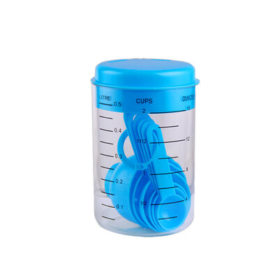 

Toponeto 7 PcsSet BluePink Plastic Measuring Cup Kitchen Measuring Tools Spoons Sets