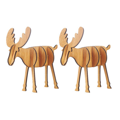 

Gobestart Wooden DIY Mini Elk Desktop Ornaments Merry Christmas Party Decor