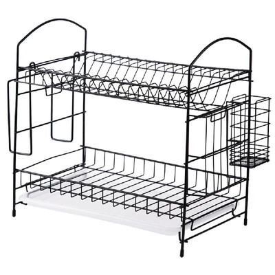 

Dish Drain Drying Rack with Cutting Board Holder 2 Tier Large Capacity