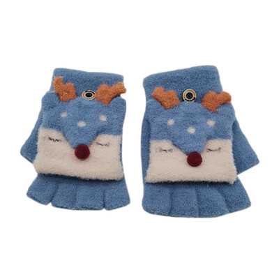 

Baby Winter Gloves Children Girl Boy 3-8 Years Half Finger Cover Gloves Boys Animal Warm Childrens Mittens Knitted Gloves XT