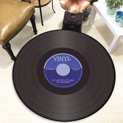 

Toponeto Vinyl Record Printed Soft Fabric Round Floor Mat Carpet Room Area Bedroom Rug