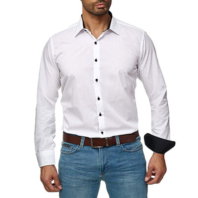 

Tailored Mens Euro-American Business Casual Pure Color Lapel Long Sleeve Shirt Tops