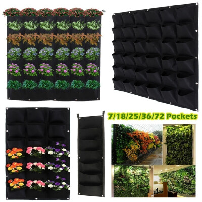 

718253672 Pockets Planting Bags Wall Hanging Gardening Outdoor Indoor Growing Pots Plant Pouch Hanging Flower Bags