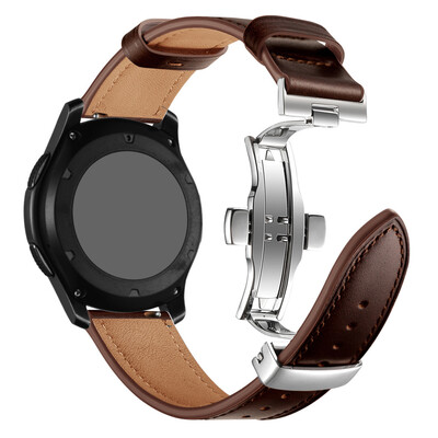 

〖Follure〗Silver Butterfly buckle Leather Wrist Watch Strap Band For Samsung Gear S3 22mm