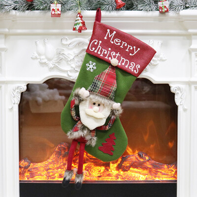 

Toponeto Candy Bag Christmas Gifts Tree Ornament Stocking Santa Claus Snowman Sock Decor