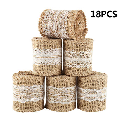 

391827PCS 5cmx100cm Party DIY Trim Edge White Lace Jute Burlap Hessian Lace Ribbon Wedding Christmas Decoration