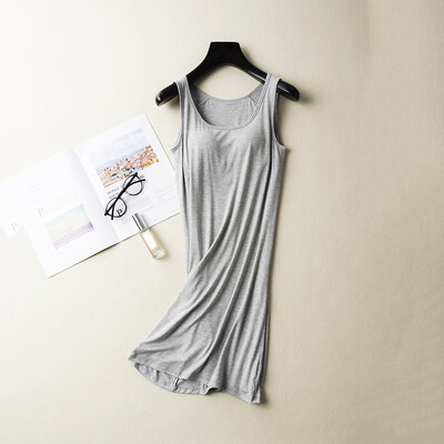 

Women Comfort Sleeveless Pajamas Vest Nightdress Summer Nightdress With Chest Pad