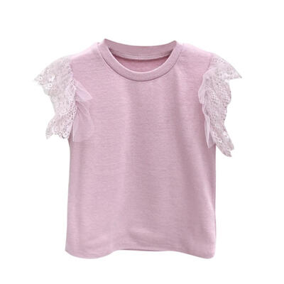 

Baby Girl Clothes Summer Toddler Girls Lace Sleeveless Solid Print Tops T-shirt Blouse Cotton Casual Children Outfits