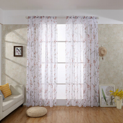 

Toponeto Leaves Sheer Curtain Tulle Window Treatment Voile Drape Valance 1 Panel Fabric
