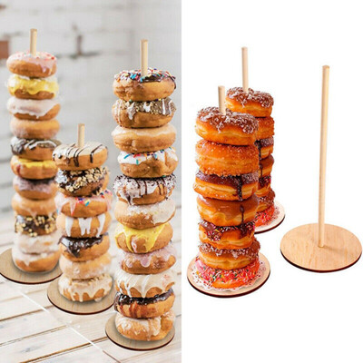 

3PCS Wooden Doughnut Holder Donut Stand Donut Wall Display Holder Simple Household Birthday Party Decoration Party Supplies