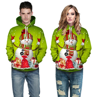 

Tailored Christmas Women Men Couples 3D Print Long Sleeve Hoodie Sweatshirt Pullover Tops