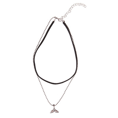 

Bohemian Multilayer Alloy Dolphin Fishtail Pendant Necklace for Women Fashion Mermaid Choker Charms Velvet Necklace