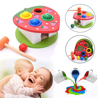 

Siaonvr Educational Toys Wooden Hammering Ball with Hammer Box Color Cognitive Toy