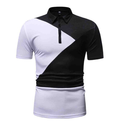 

Toponeto Fashion Mens Casual Mixing Colour Slim Fit Short Sleeve Sports Shirt Top Blouse