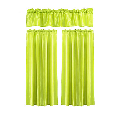 

Gobestart 3Pcs Pure Color Kitchen Home Curtain With Swag Tier Window Curtain Set