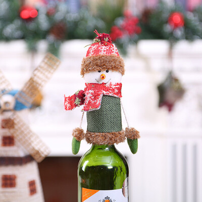 

Toponeto Christmas Decoration Wine Bottle Cover Set Santa Doll Family Dinner Decor A