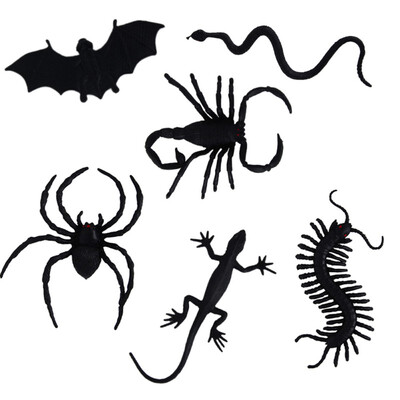 

6 PCS Halloween Realistic Scary Small Animal Spoof Props Bat Scorpion Spider Bat Python Simulation Animal Toy