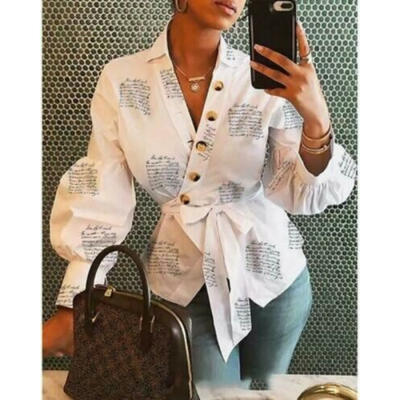

AU Women V Neck Long Puff Sleeve T-Shirt Casual Top Shirt Formal Blouse Autumn