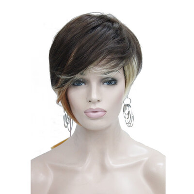 

StrongBeauty Short Soft Asymmetrical Brown Blonde Mix Wig heat freindy Full wig COLOUR CHOICES