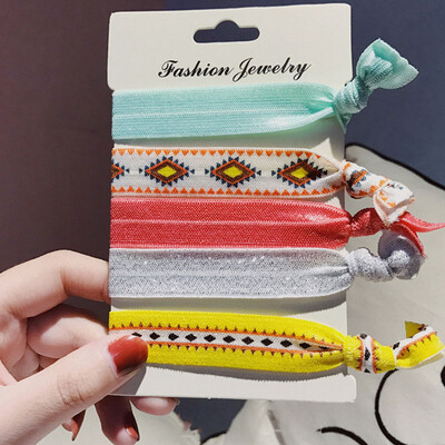 

Cute Temperament Retro Style Female Knotted Hair Rope Five-piece Fashion Beautiful Womens Hair Rope