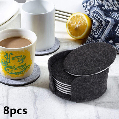 

8Pcs Felt Drink Coaster Set Insulated Coaster Modern Decorative Drink Coasters Table Coasters Table&Chair Non-slip Mat