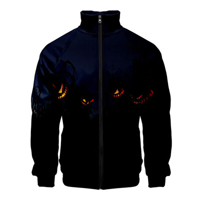 

Toponeto Mens Halloween Print Zipper Sportswear Long Sleeve Coat Jacket Outwear