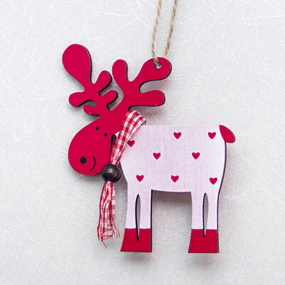 

Toponeto Painted Wood Elk Pendant Christmas Tree Decoration Xmas Decor Deer Ornaments
