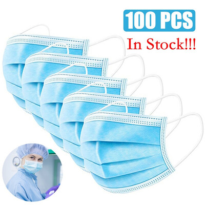 

50100PCS 3-Ply Disposable Strong protective mask Dust Mask Flu Face Masks with Elastic Ear Loop