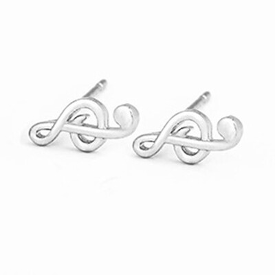 

2019 New Music Note Silver Earrings Women Lady Party Alloy Ear Studs