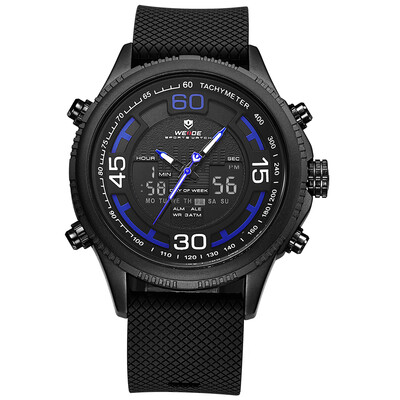 

WEIDE WH6306 Quartz Digital Electronic Watch Three Sub-Dials Dual Time Week Second Minute Hour Display 3ATM Waterproof Timer Busin