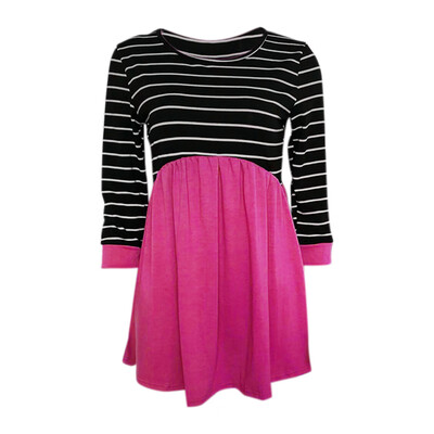 

New Mother And Children Christmas Clothing Striped Stitching Parent-child Wear Loose T-shirt Rose Red Christmas Tops
