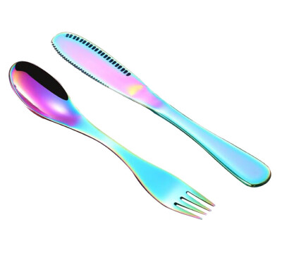 

Gobestart Set Stainless Steel Cutlery Gold Plated Dinnerware Creative function Knife Fork