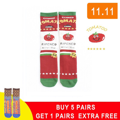

2018 New Food And Fruit Milk tomato Food Striped Women Cotton Socks Kawaii Ankle Femme Girls Cute Funny Socks Happy Calcetines