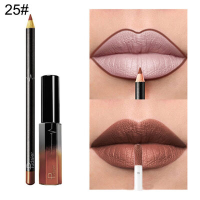 

2Pcs Waterproof Matte Lipliner Pen Long Lasting Lip Gloss Glaze Lipstick Makeup