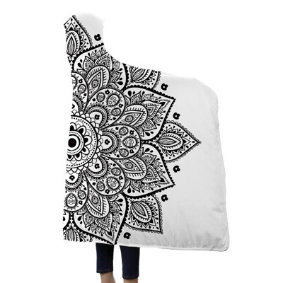 

Bohemian Thick Hooded Blanket Universe Winter Bed Throw Soft Warm Wearable Blanket Sherpa Fleece Microfiber Throw Blanket