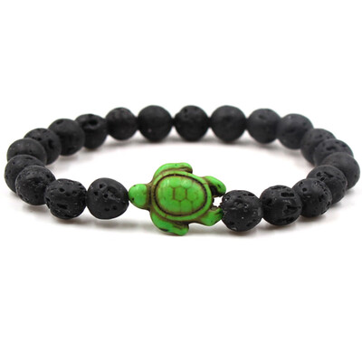 

8Mm Black Lava Stone Beads Bracelet Turquoise Sea Turtle Bracelet Beach Jewelry For Men Women Yoga Energy Friendship Bracelet