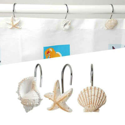 

〖Follure〗12Pcs Bathroom Decorative Seashell Shower Curtain Hooks Window Hangings Holder
