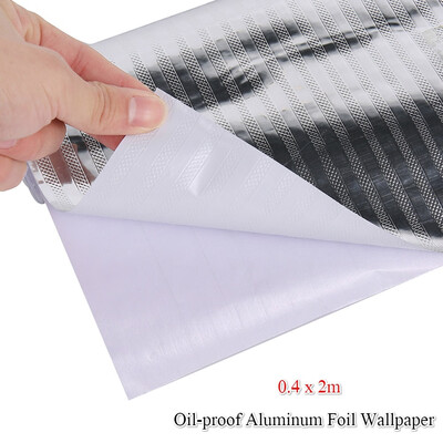 

Kitchen Stickers Stove Cupboard Oil-proof Aluminum Foil Wallpaper Self Adhesive